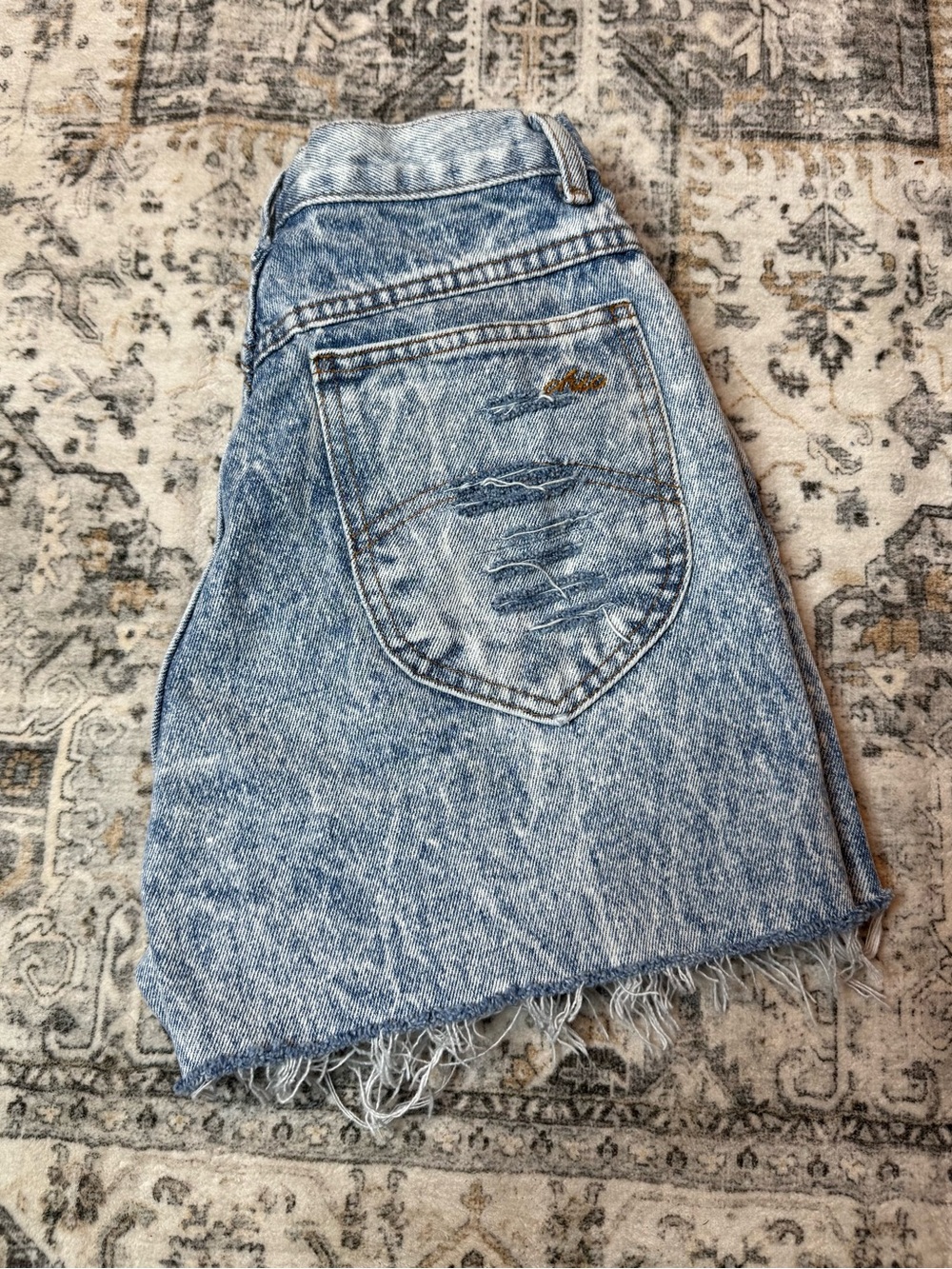 Vintage made in USA chic Distressed Light Blue Denim shorts